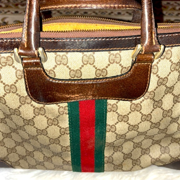 Authenticated Gucci Hand Bag Brown PVC with D rings! You can add a chain/strap - Picture 4 of 12